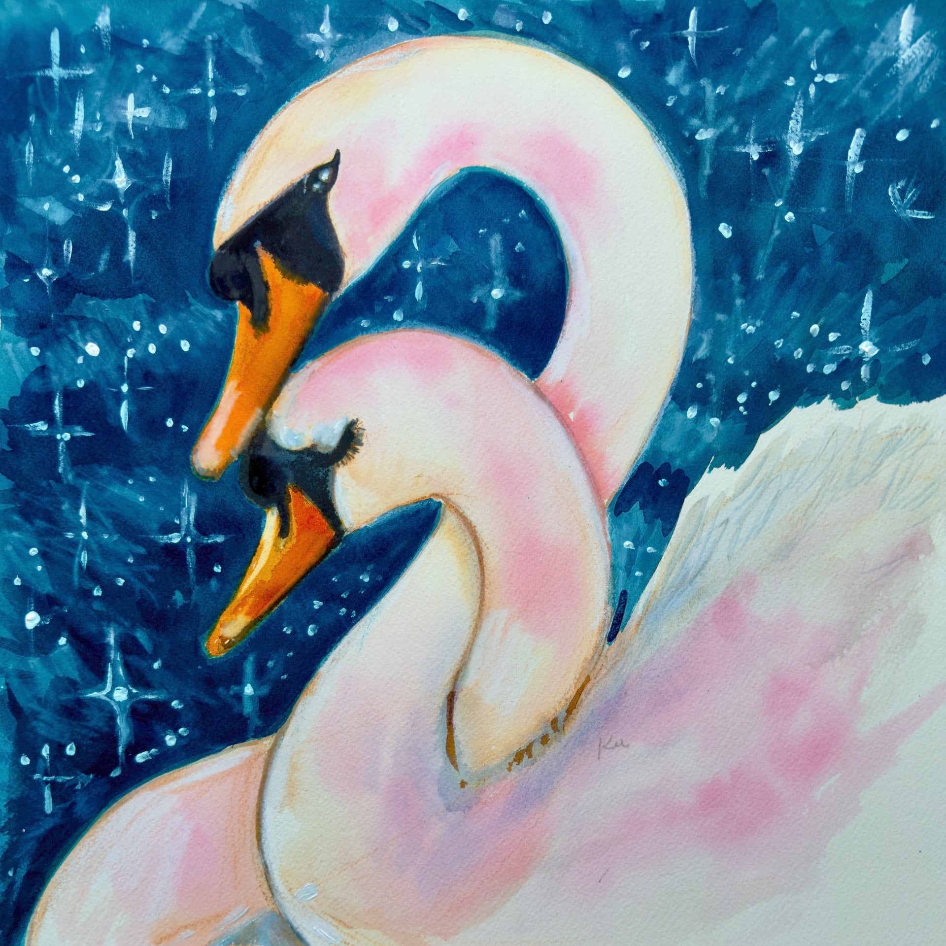For Life Swans Blue Print