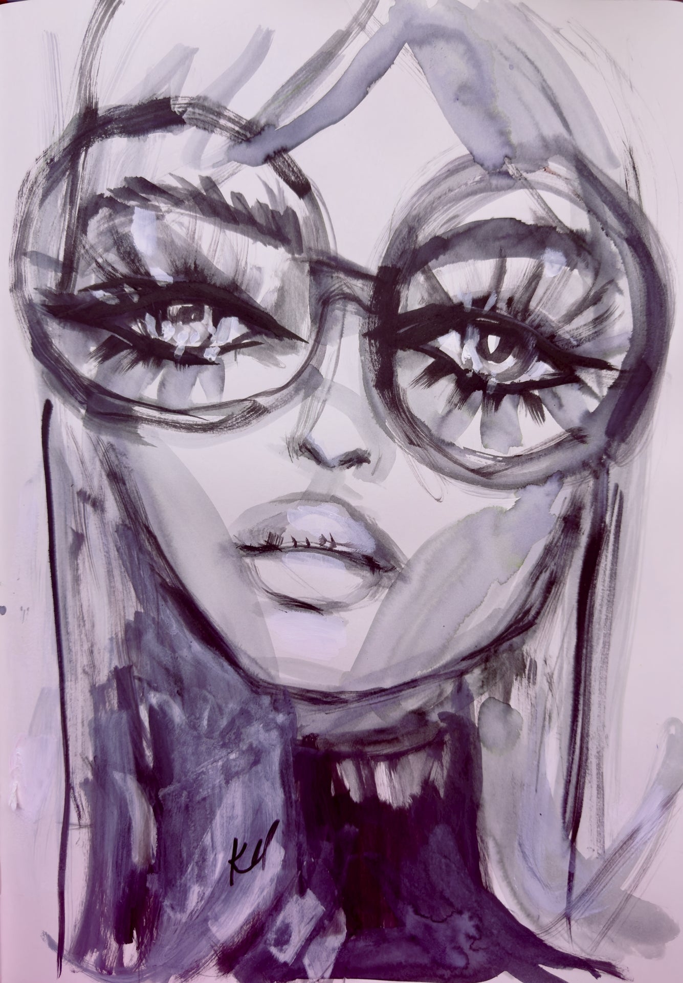 Black and White Glasses Print