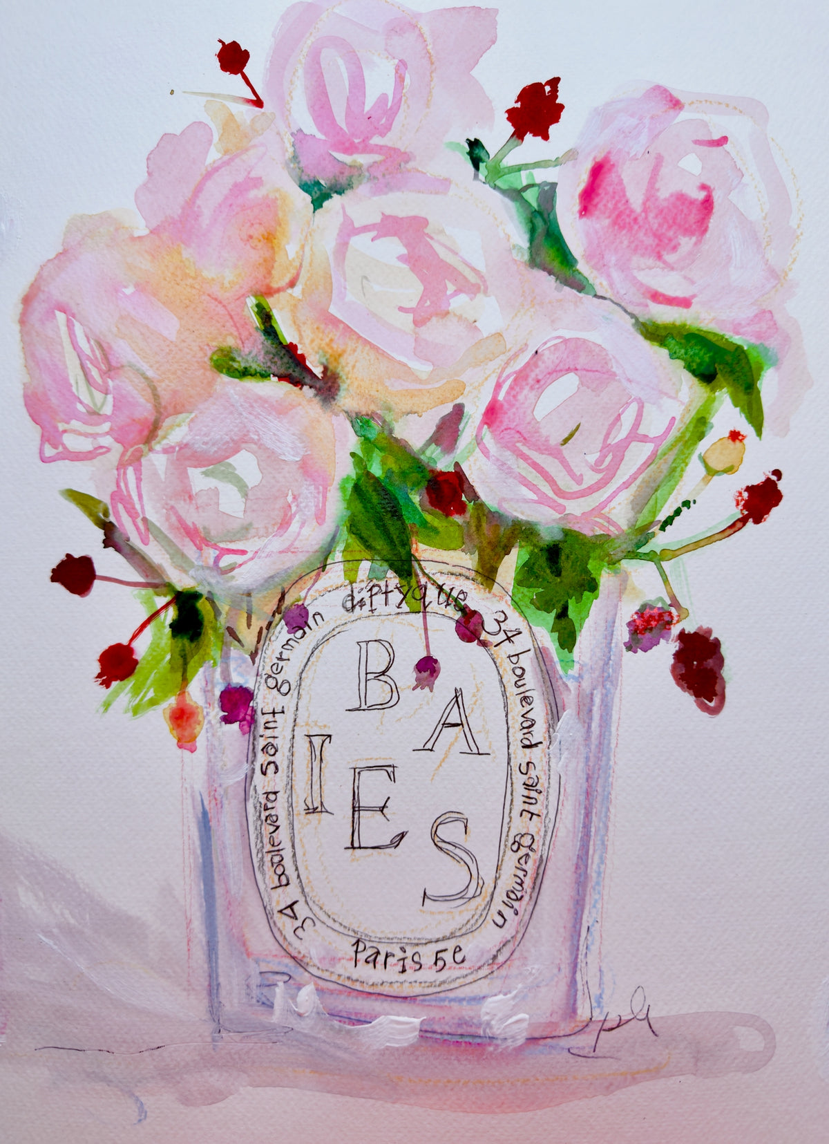 Roses and Berries Print