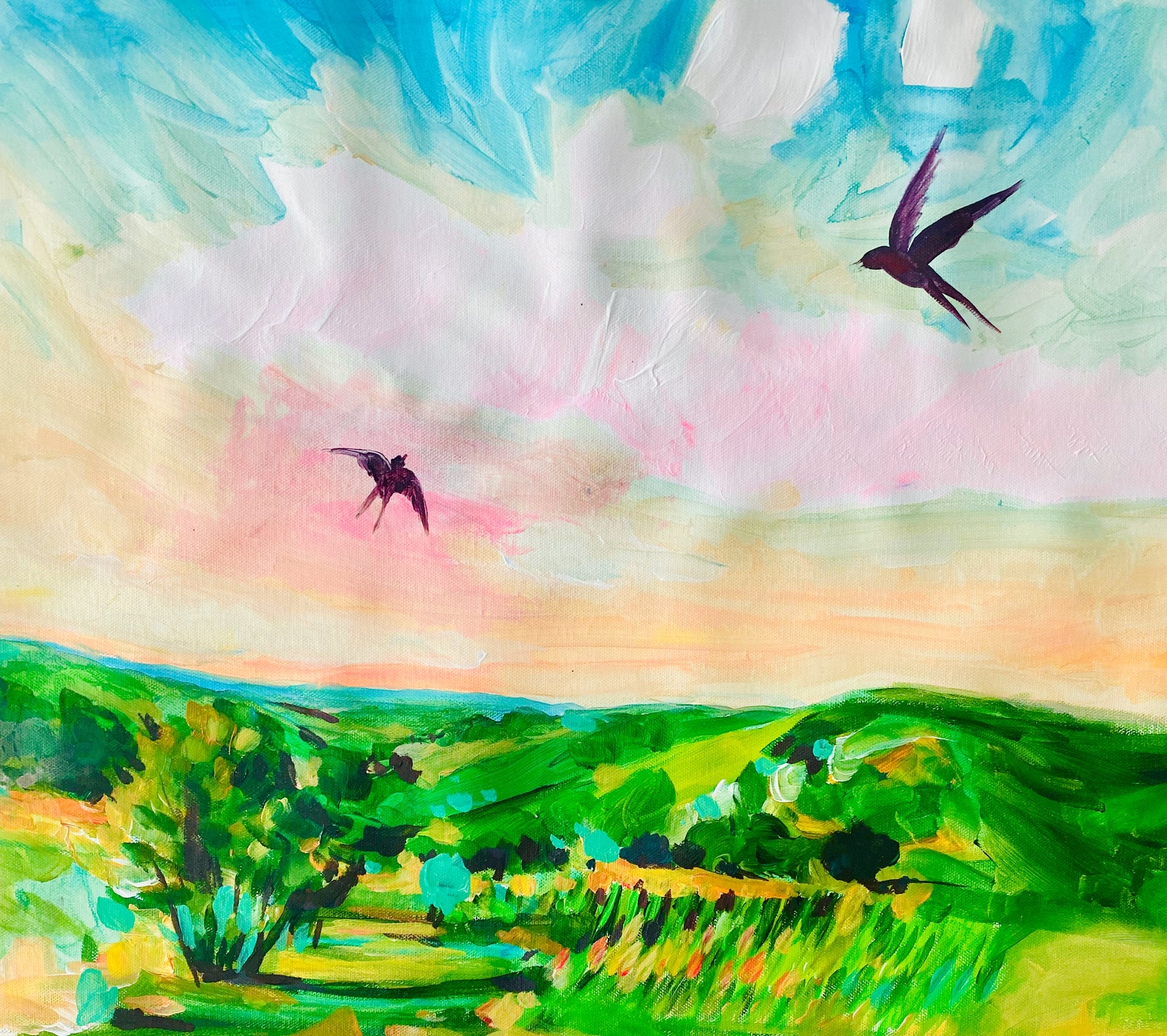 Swallows at Sunset Print
