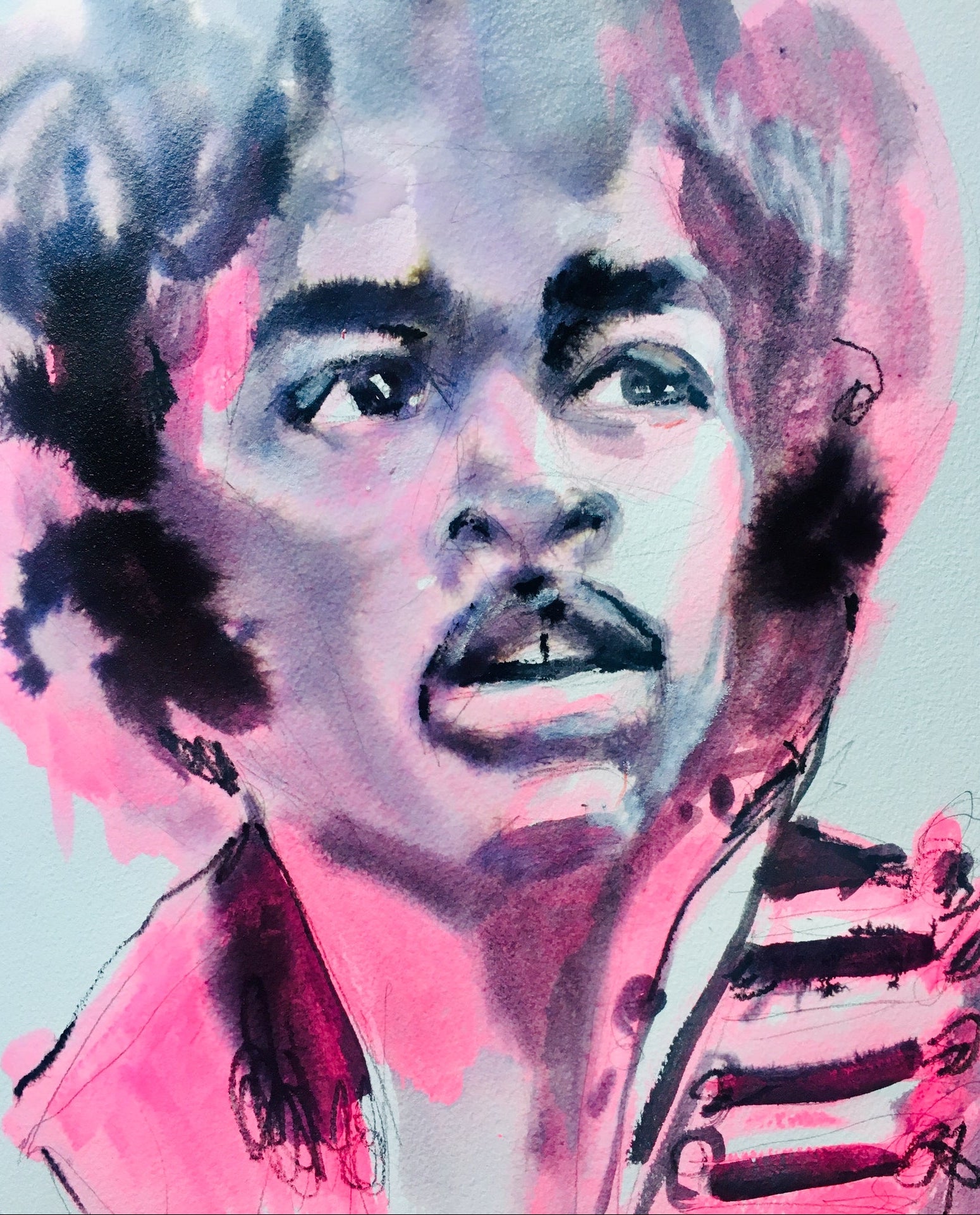 Pink Grey Hendrix Print