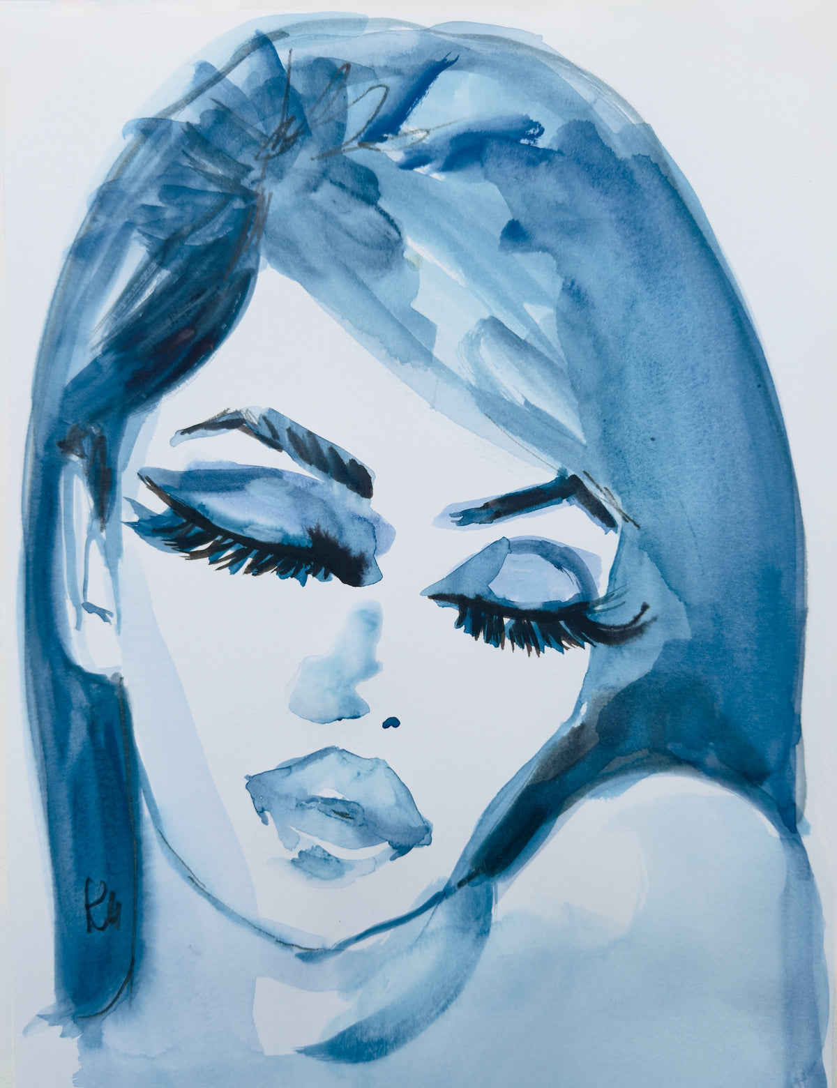 Blue Retro Glam Print