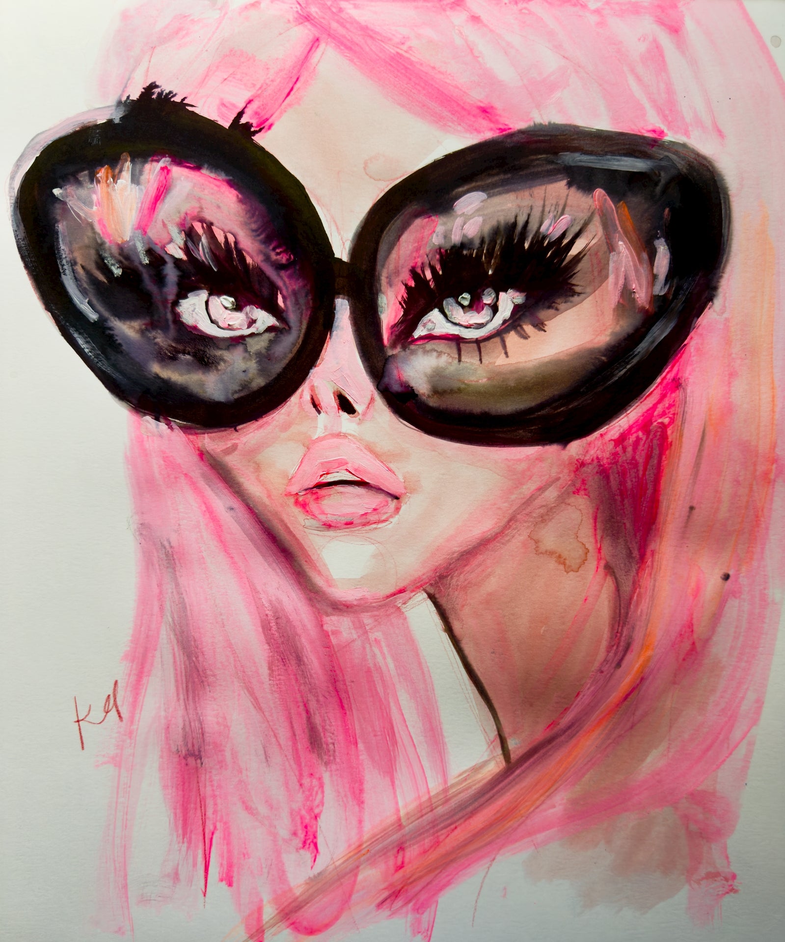 Pink Hair Girl Print