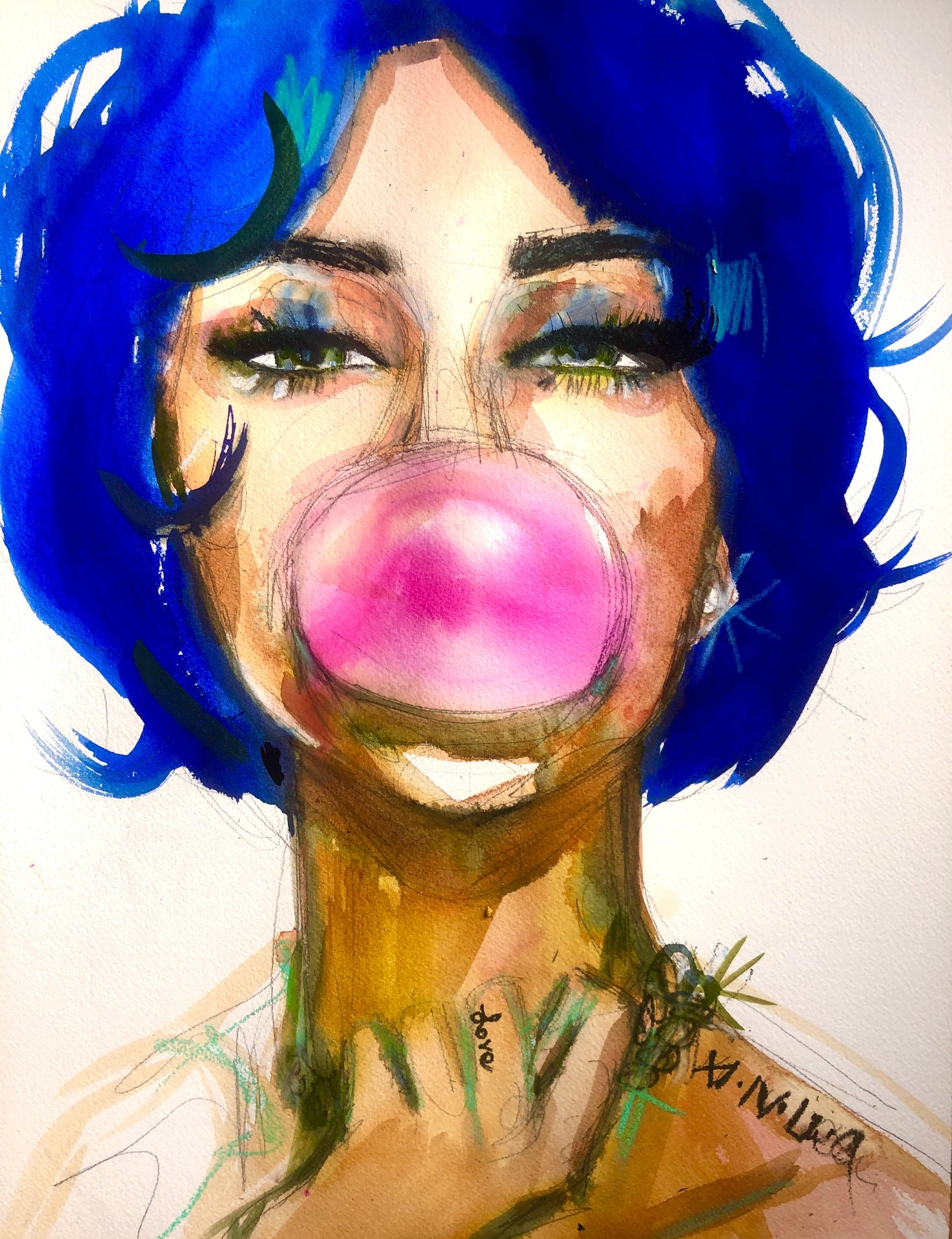 Purple Pink Bubble Print