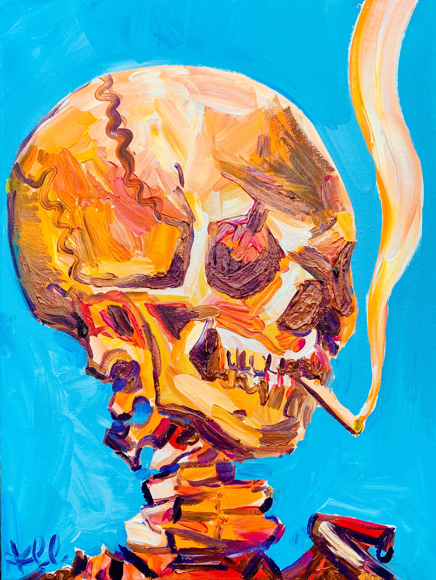 Smoking Skull Print