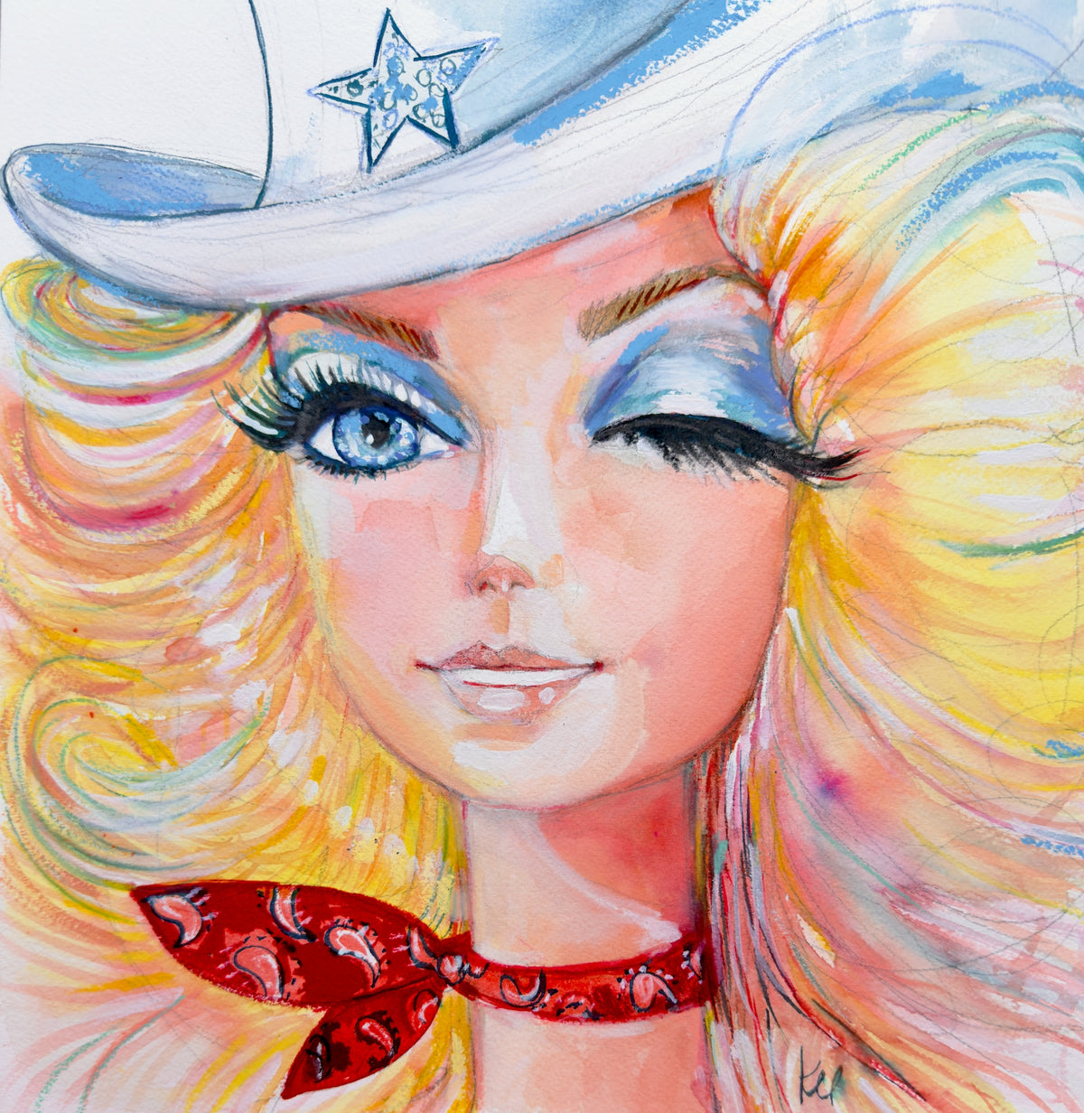 Western Winkin' Barbie Print