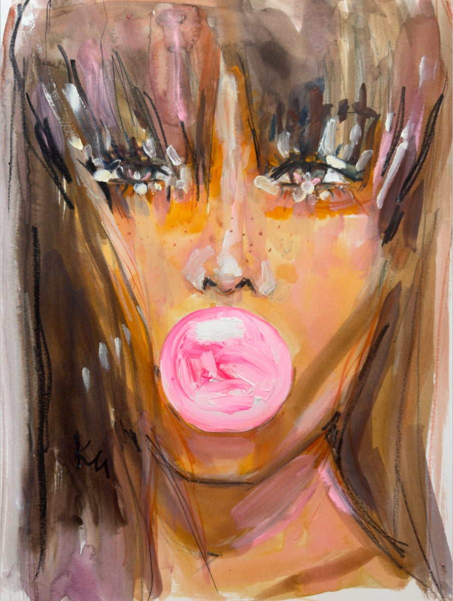 Brunette Bubble Print